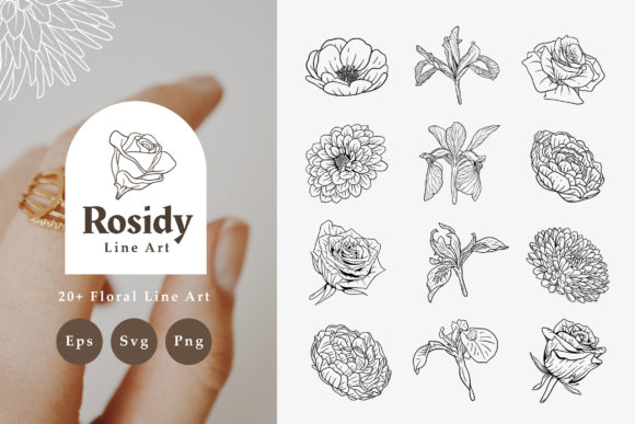 Discover the Elegance of 20 Rosidy Floral Line Art