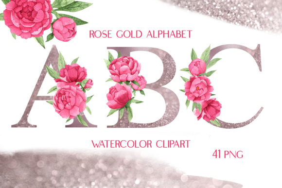 Discover the Elegance of Rose Gold Floral Alphabet Clipart