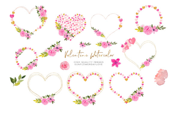 Enhance Your Creative Projects with Heart Floral Pink Gold Frame Clipart