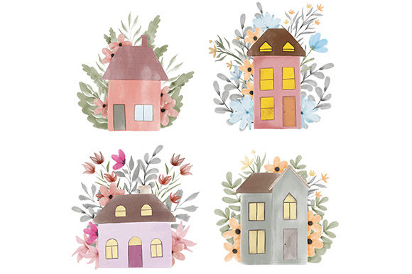 Explore Creativity with Watercolor Floral House Set