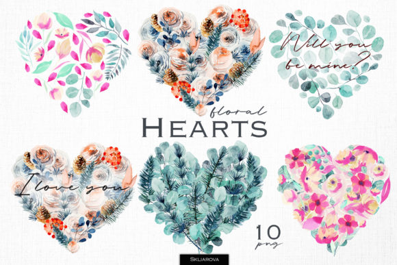 Explore the Beauty of Watercolor Floral Hearts