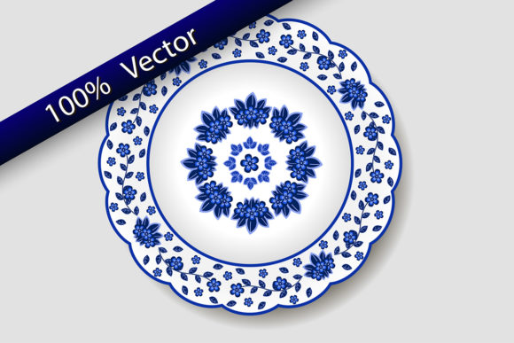 Floral Blue Decorative Porcelain Plate