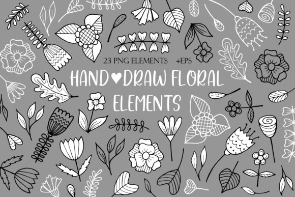 Hand-Draw Floral Elements Doodle Flowers: A Versatile Tool for Creative Projects