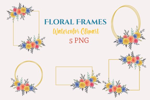 Handpainted Watercolor Floral Frames