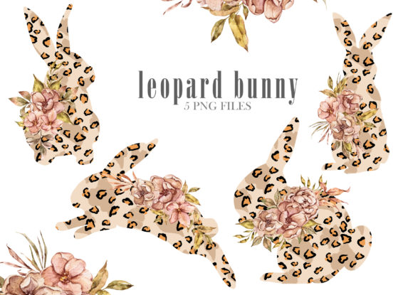 Leopard Floral Bunny Clipart: A Versatile and Charming Design Asset