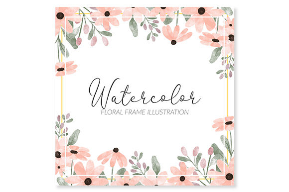 Peach Flower Watercolor Floral Frame