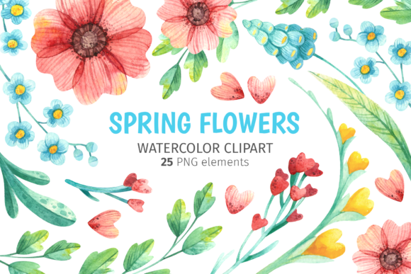 Spring Wild Floral Watercolor Clipart for Creatives