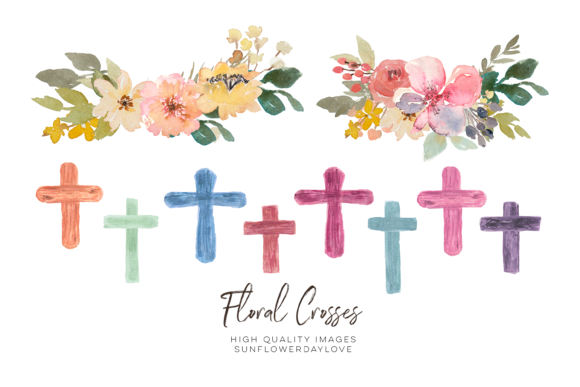 Watercolor Floral Crosses Clipart: A Versatile Design Solution
