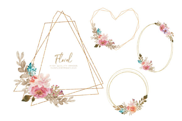 Watercolor Floral Gold Frame Clipart: A Versatile and Elegant Design Solution