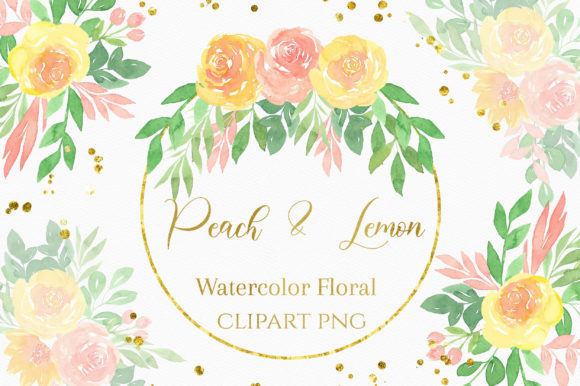 Watercolor Floral Peach and Lemon: A Versatile and Charming Design Element