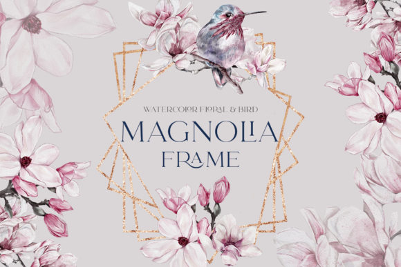 Watercolor Floral Rose Gold Frame PNG