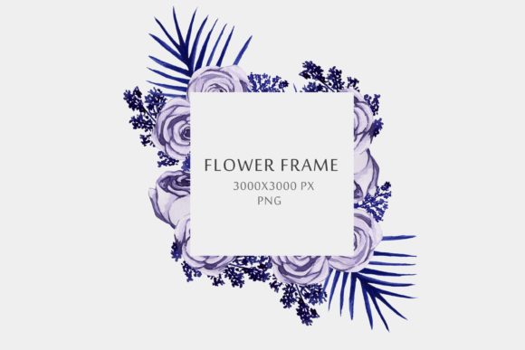 Watercolor Round Floral Frame Rose